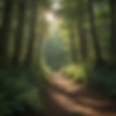 Lush greenery along a serene trail in Hoosier National Forest