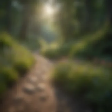 Wildflowers blooming beside a winding path in the forest