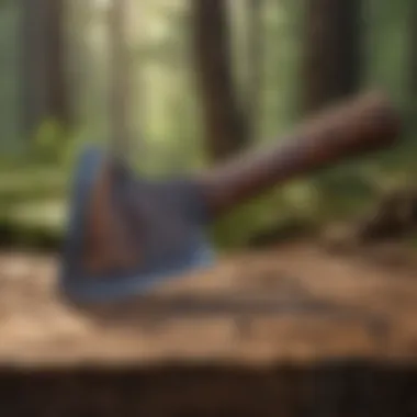 Old Axe Head on a Rustic Wooden Background Rustic wooden background featuring an old axe head