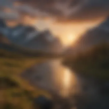 Sunset over Alaska's Mountain Range Majestic mountain range in Alaska at sunset