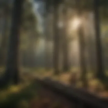 A forest landscape with trees being measured digitally