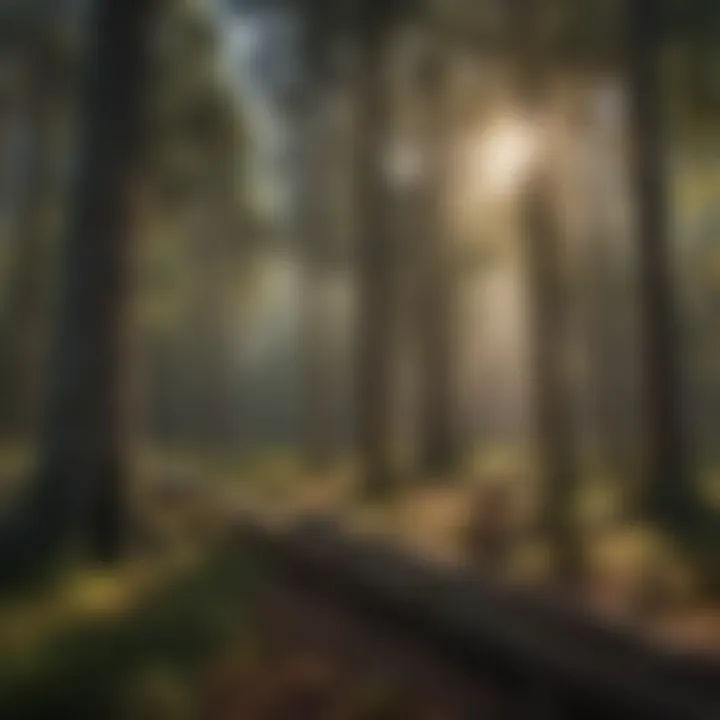 A forest landscape with trees being measured digitally