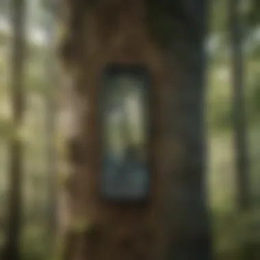 Close-up of a tree with health assessment graphics overlay