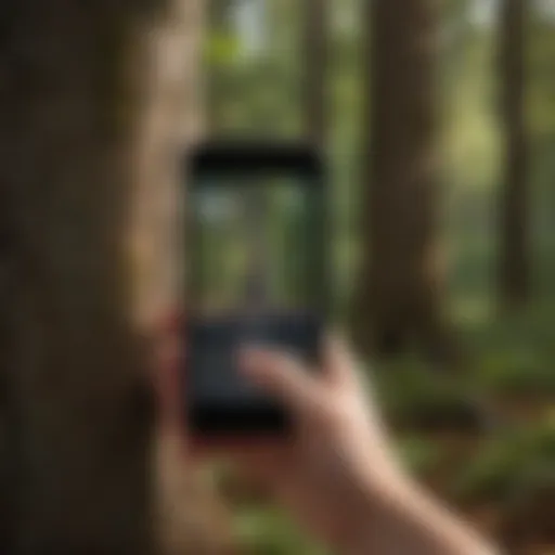 Smartphone displaying a tree measurement app interface