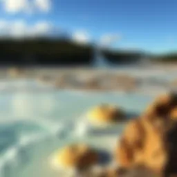 A striking view of the geothermal features in West Yellowstone