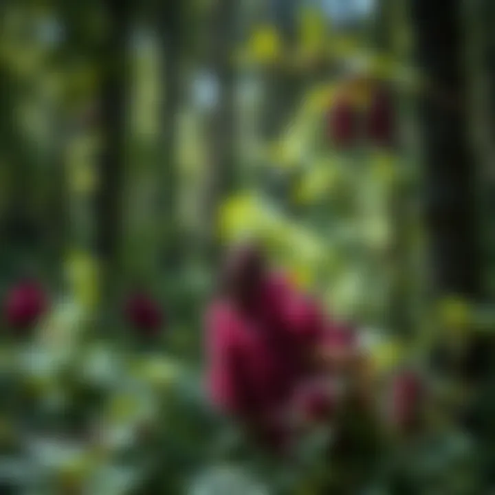 Purpurea's Role in Enhancing Forest Biodiversity A diverse forest ecosystem enriched by purpurea