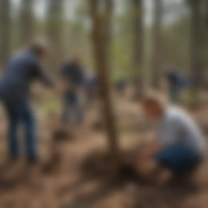 Community members participating in tree planting activities