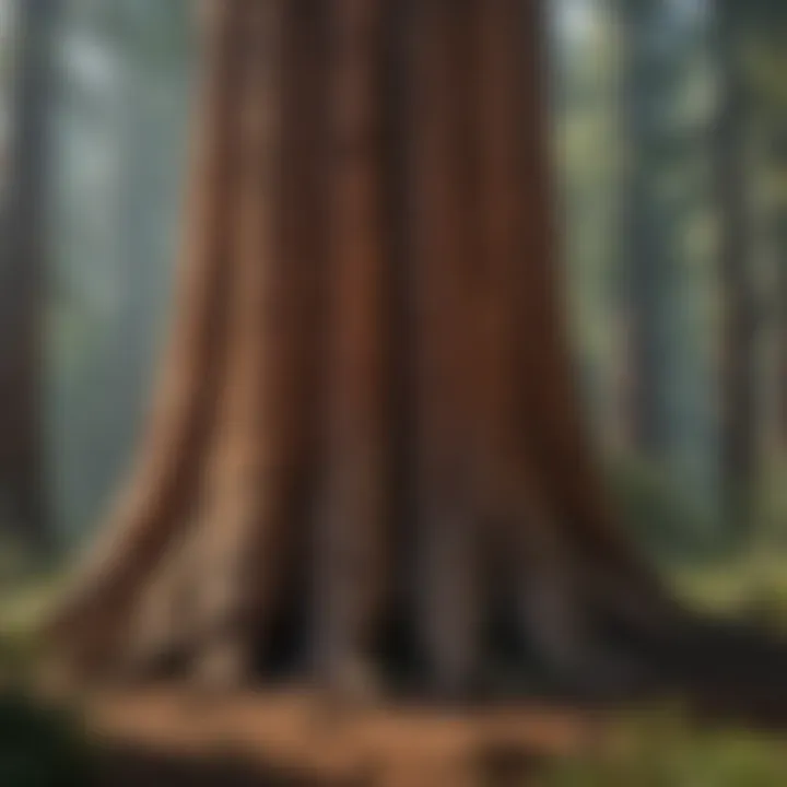 Illustration of the life cycle of a giant sequoia tree