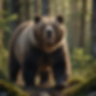 Grizzly Bear in Forest Ecosystem A majestic grizzly bear in its natural habitat, showcasing the rich biodiversity of forest ecosystems.