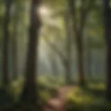 Diverse species of hardwood trees in a lush forest