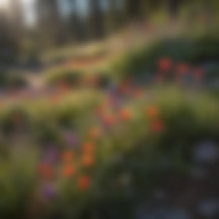 Close-up of vibrant wildflowers native to the Big Bear region.