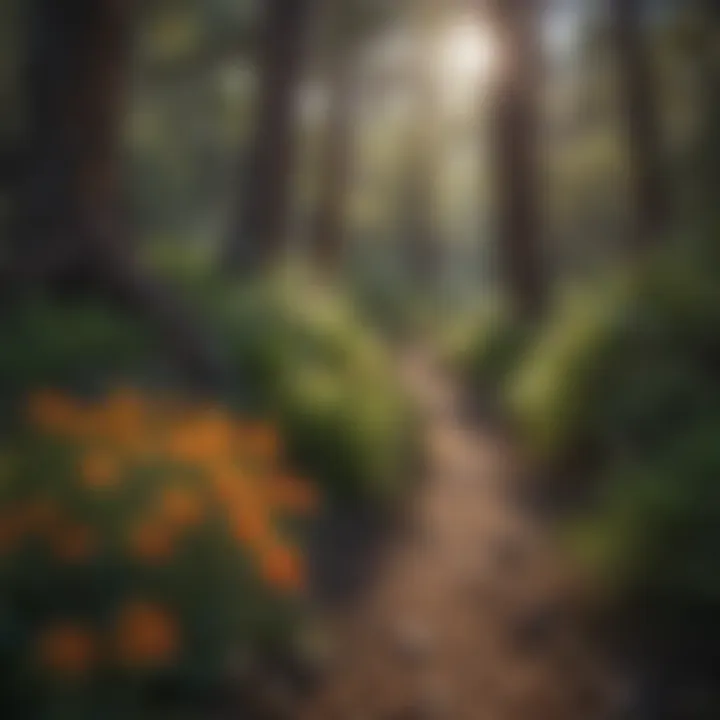 Diverse flora along a hiking trail in Ruidoso