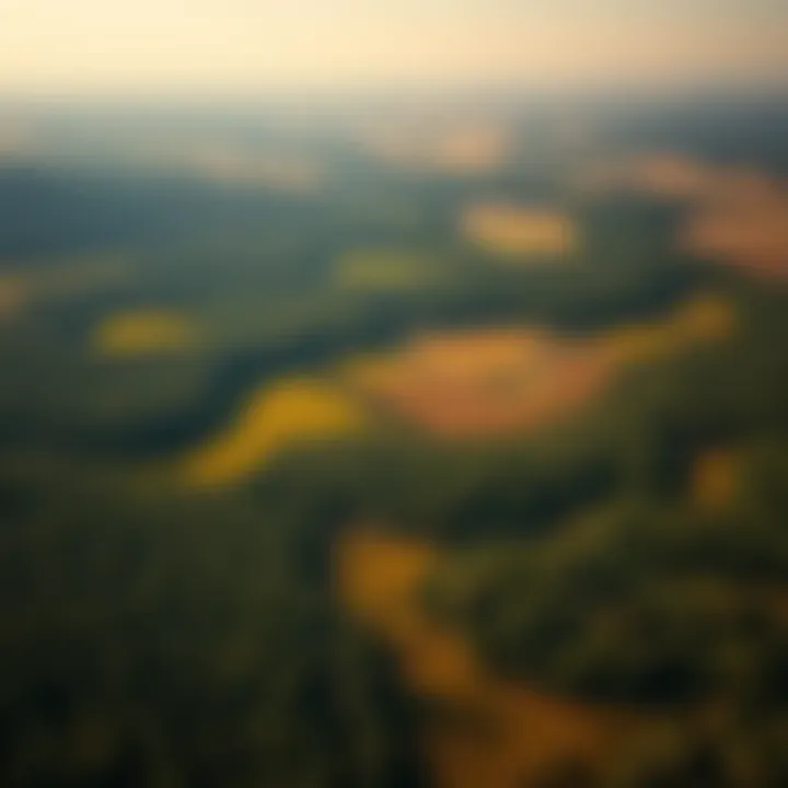 Aerial View of Land Uses Aerial view of a diverse landscape showing various land uses