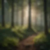 A lush forest showcasing diverse plant species