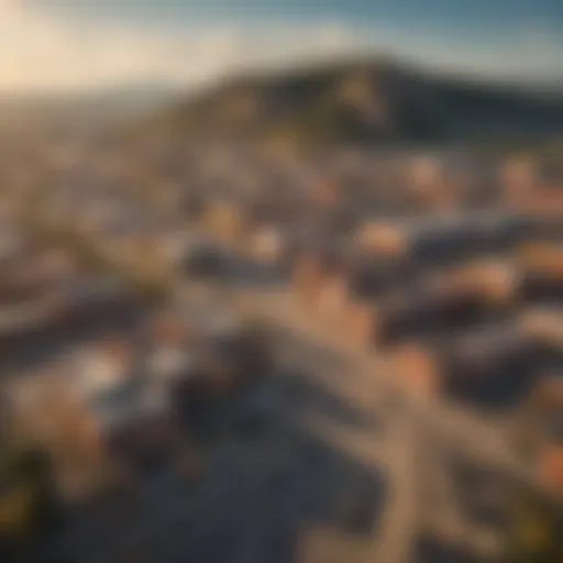 A panoramic view of Rapid City showcasing its skyline and mountains