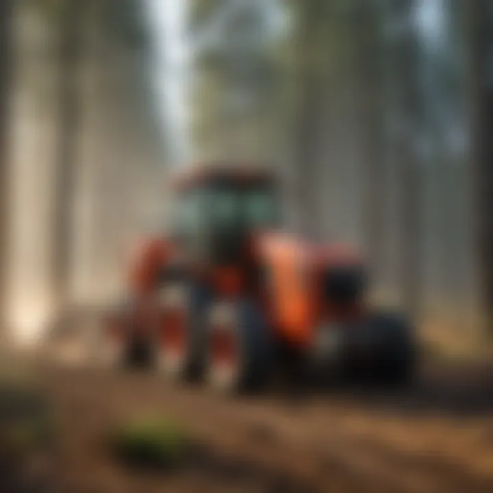 Land manager operating rotary mulcher in a sustainable woodland