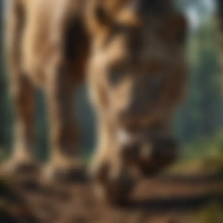 Close-up of a lion's powerful paws and claws