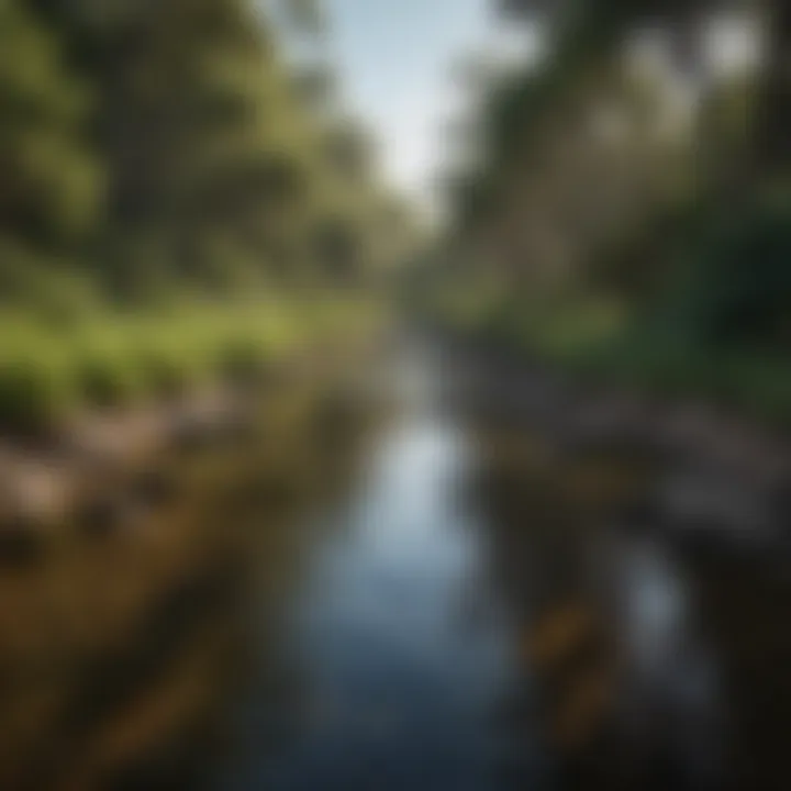 Scenic view of Logan River with lush vegetation