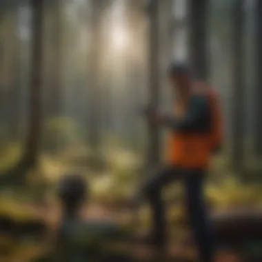 A scientist using remote sensing technology to assess a forest