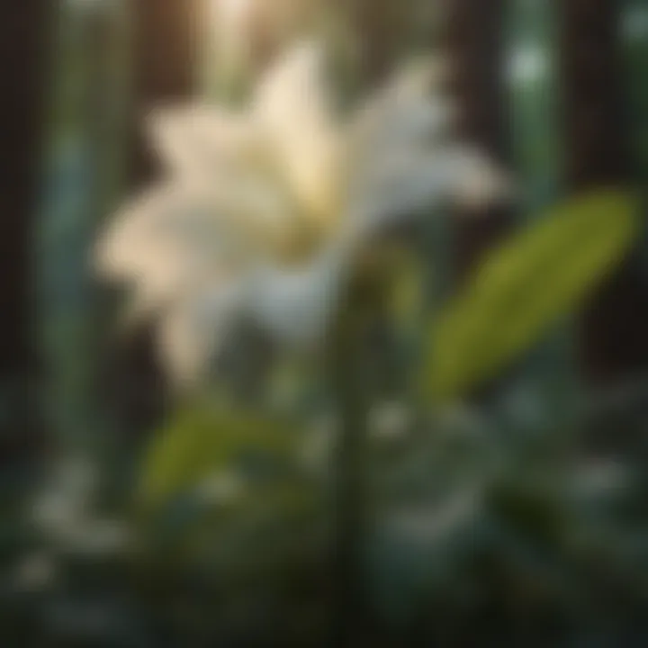 A lush habitat where the Moonflower Datura thrives, illustrating its ecological environment.