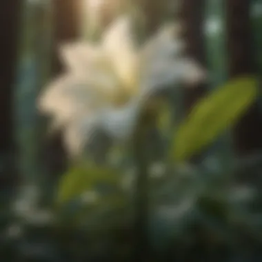 Natural Habitat of Moonflower Datura A lush habitat where the Moonflower Datura thrives, illustrating its ecological environment.