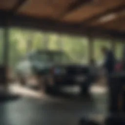 A skilled technician inspecting a vehicle in a local auto repair shop