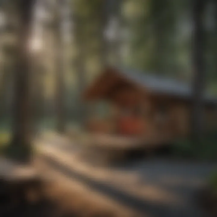 Campground amenities including picnic tables and restrooms