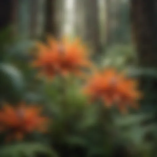 A close-up of vibrant Oregon native edible plants in their natural habitat