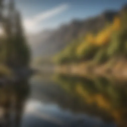 A serene New Mexico lake surrounded by mountains, perfect for fishing