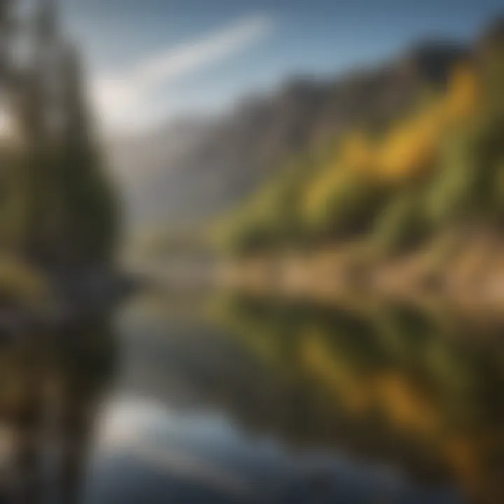 A serene New Mexico lake surrounded by mountains, perfect for fishing