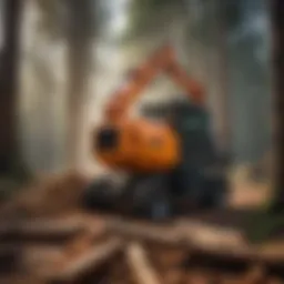 Wood chipping machine in action