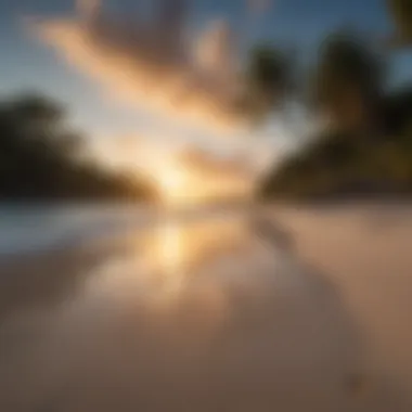 Stunning sunset over Flamenco Beach with white sand and clear waters