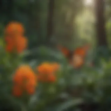 Ecological landscape featuring orange butterfly weed