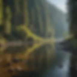 Scenic view of an Oregon river with fishing rods