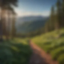 A panoramic view of Pikes Peak with surrounding flora