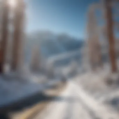 Winter landscape of Pikes Peak with snow-covered roads