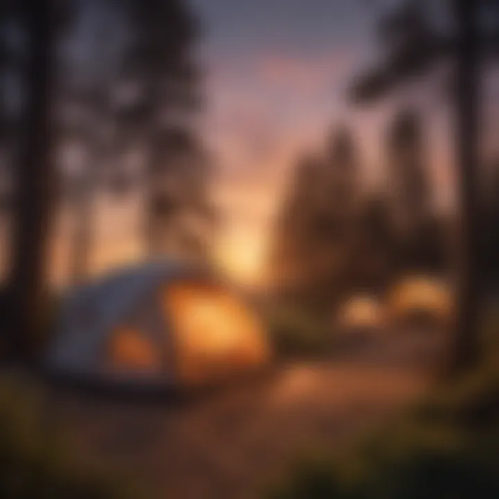 Scenic view of California's coastal campsite with sunset