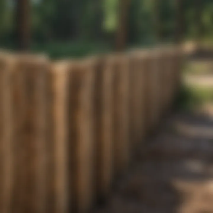 Materials of Silt Fence Close-up of silt fence fabric and support posts