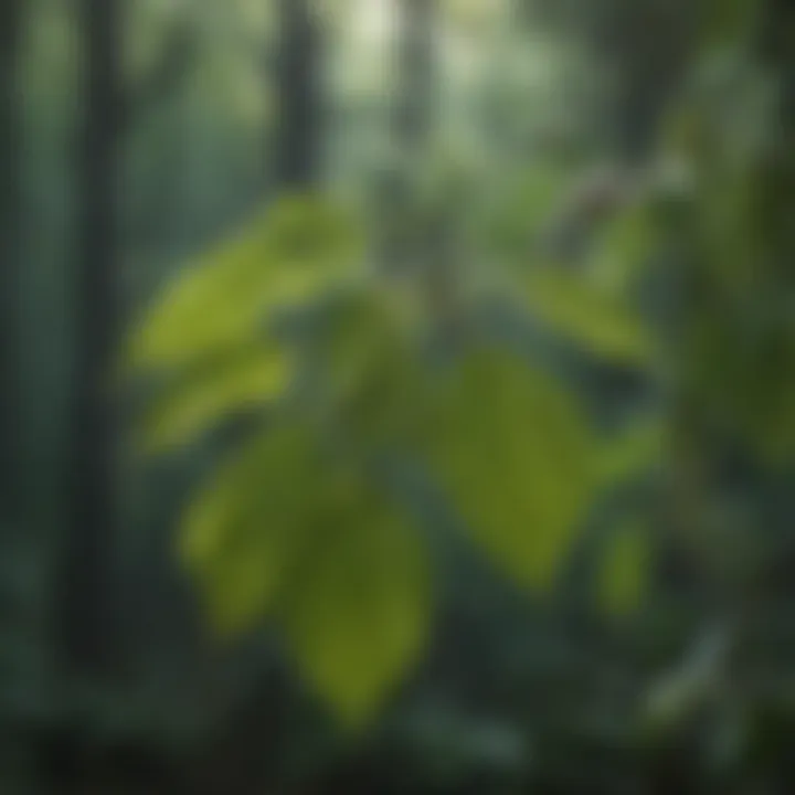 Close-up of smilax leaves with raindrops