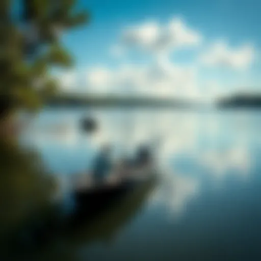 Scenic view of a South Carolina lake with fishermen