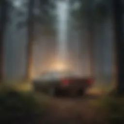 A dramatic lightning strike illuminating a dense forest.