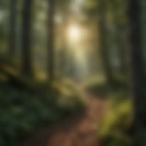 A serene woodland setting with diverse flora illustrating a tick habitat