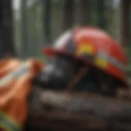 Surplus fire fighting gear displayed for assessment