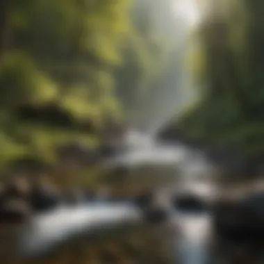 Scenic Creek for Gold Panning Stream flowing through a picturesque landscape, ideal for gold panning