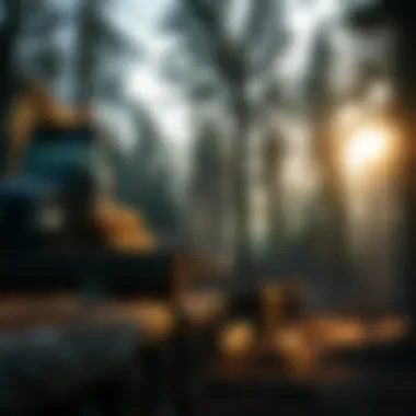 A serene image of a sustainable logging operation in a managed forest.