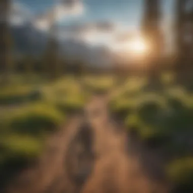 Breathtaking view of Colorado mountains and biking path under clear skies