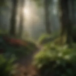 Lush forest with diverse plant species thriving