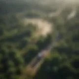 Aerial view of a diverse agricultural landscape affected by herbicide use