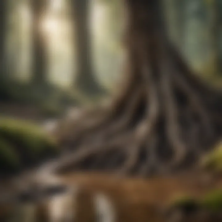 An illustration showing the effects of blocked drains due to tree roots