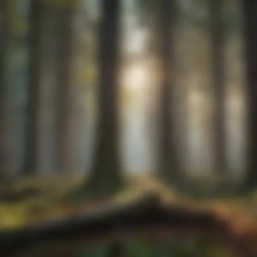 A lush national forest showcasing diverse tree species